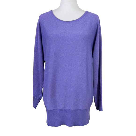 Draper’s & Damon's Purple Knit Metallic Sparkle 2 Piece Sweater Skirt Set - Picture 2 of 13